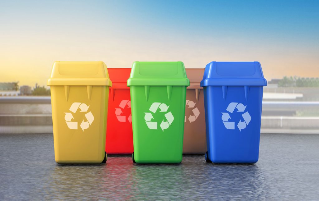 contenedores de división de residuos para reciclar